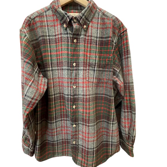 Redhead Plaid Heavier Flannel Shirt Mens XL Long Sleeve Holiday Winter Gray Red - Picture 1 of 7